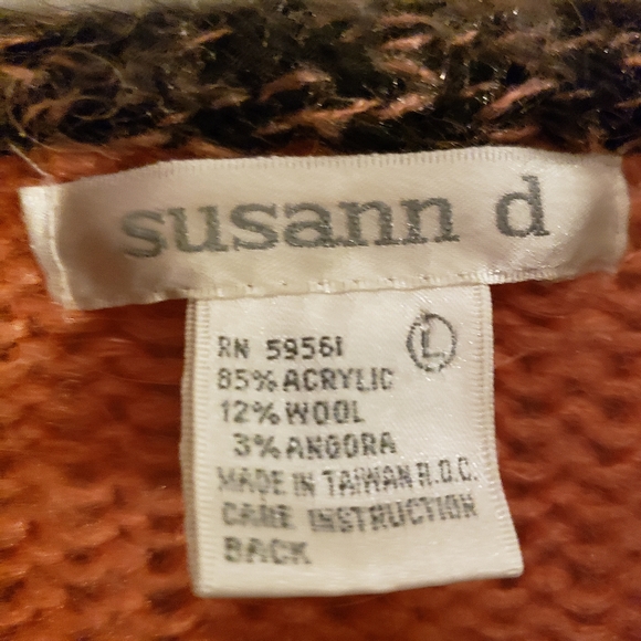 Vintage Susann d V-Neck Chunky Over-Sized Sweater Size L angora accents - Picture 7 of 7